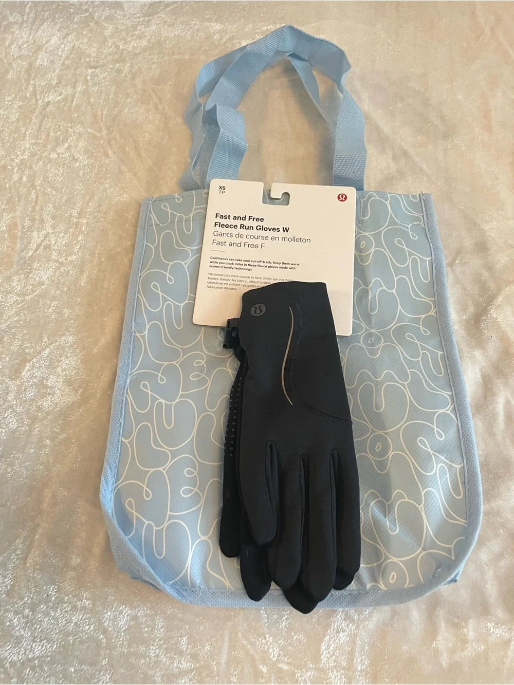 NWT lululemon Fast and Free Fleece Running Gloves Black XS + with Bag